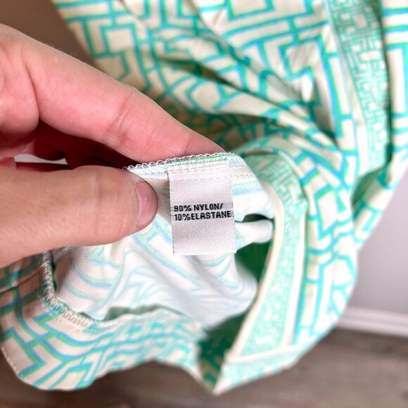 Elizabeth McKay Bamboo Geometric Print Nylon Spandex Button Front Shift Dress M - Picture 3 of 6